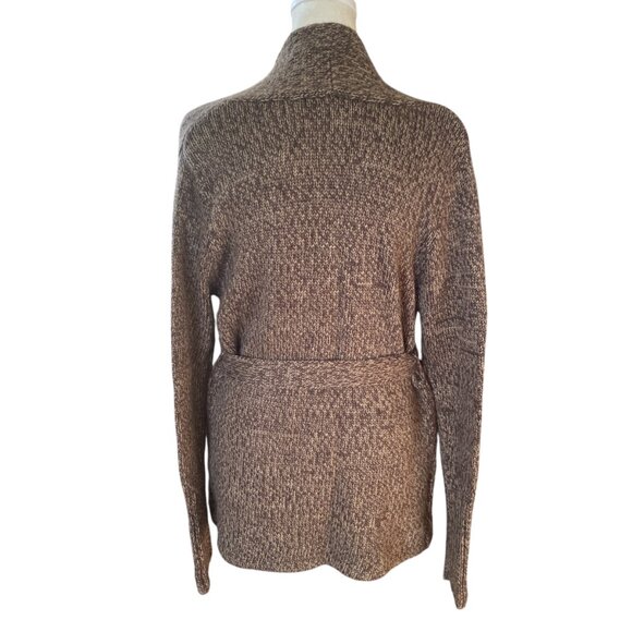 New York & Company women's M brown open front long sleeve tie cardigan sweater - Picture 5 of 10